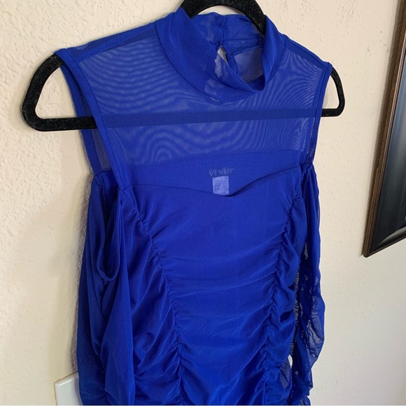 Mesh Cold Shoulder Bodycon Dress - Picture 7 of 16